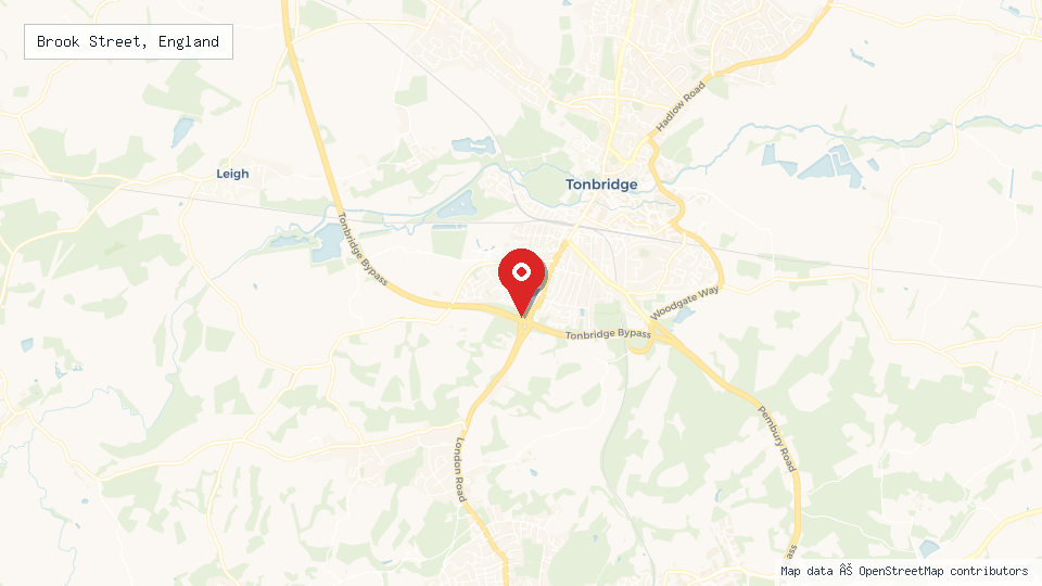 Street map of Brook Street, England with location pin