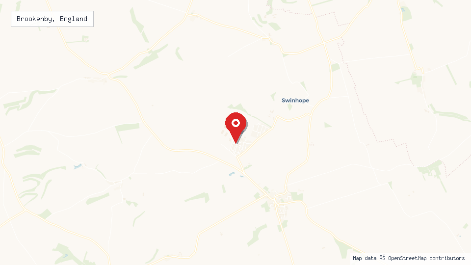 Street map of Brookenby, England with location pin