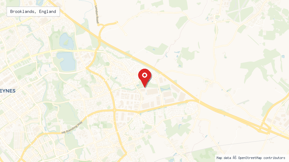 Street map of Brooklands, England with location pin
