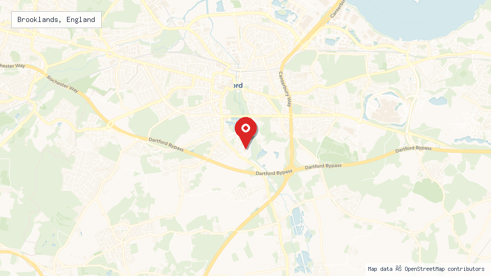 Street map of Brooklands, England with location pin