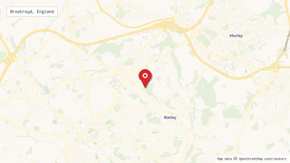 Street map of Brookroyd, England with location pin