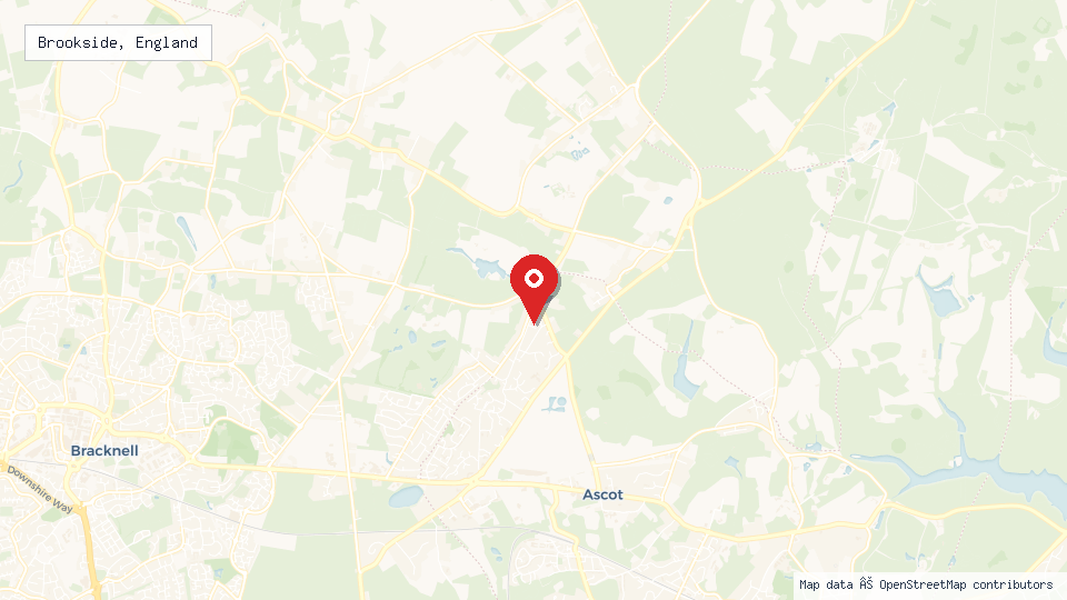 Street map of Brookside, England with location pin