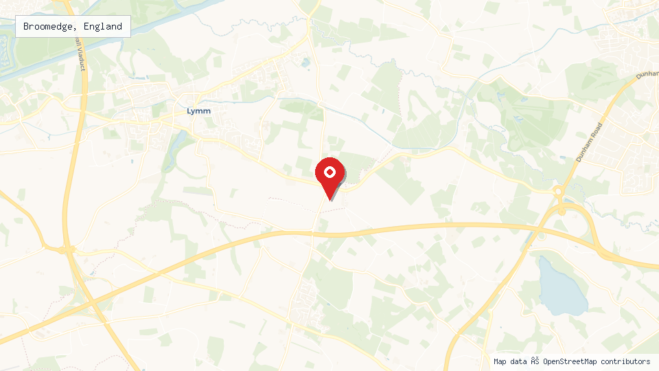 Street map of Broomedge, England with location pin