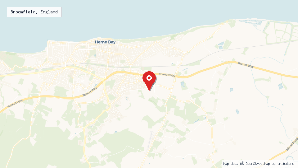Street map of Broomfield, England with location pin