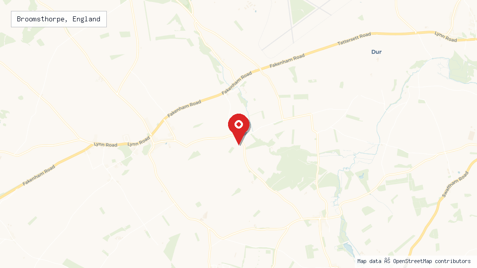 Street map of Broomsthorpe, England with location pin
