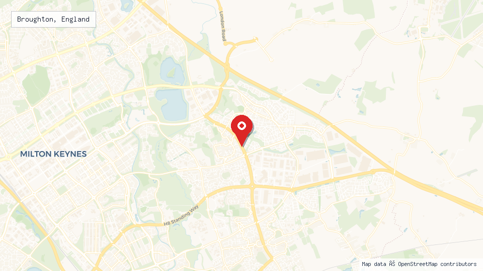 Street map of Broughton, England with location pin