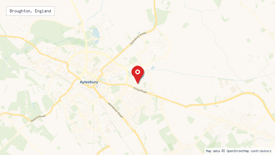 Street map of Broughton, England with location pin