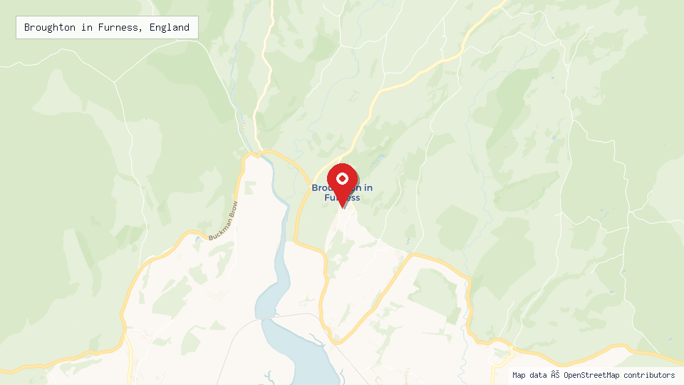 Street map of Broughton in Furness, England with location pin
