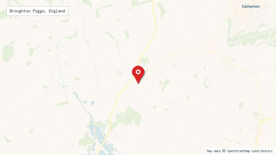 Street map of Broughton Poggs, England with location pin
