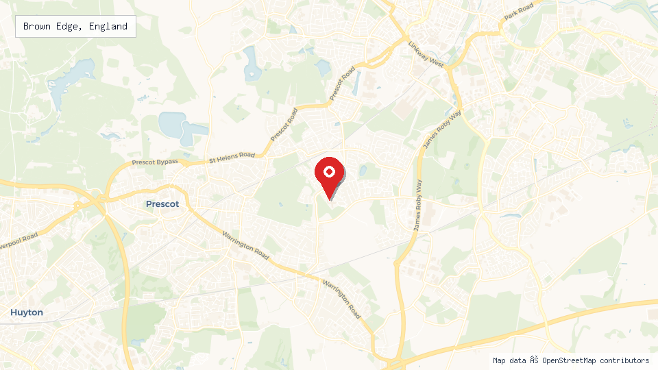 Street map of Brown Edge, England with location pin
