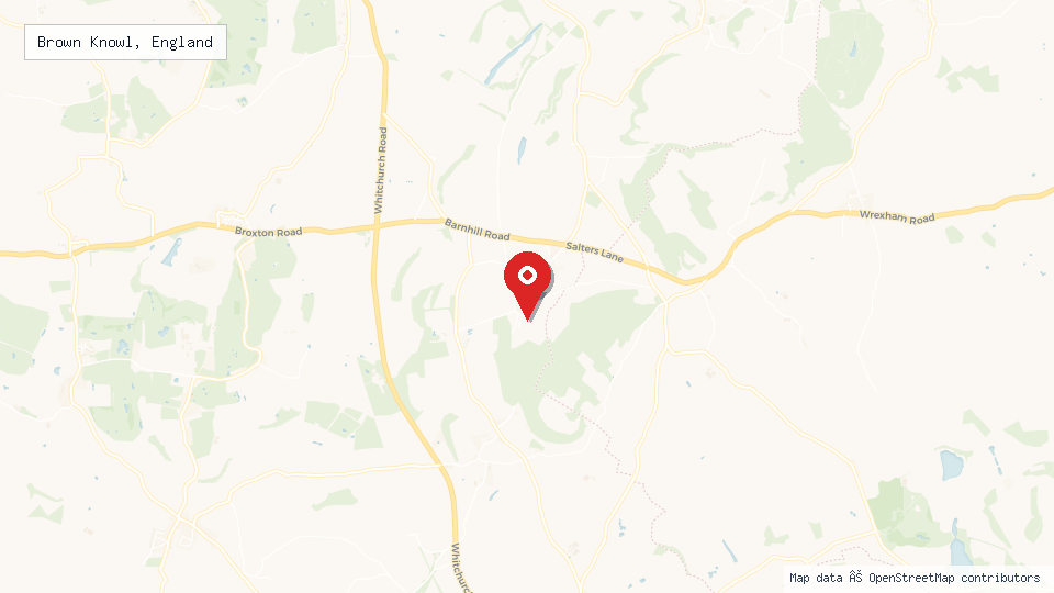 Street map of Brown Knowl, England with location pin