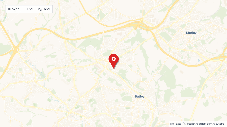 Street map of Brownhill End, England with location pin