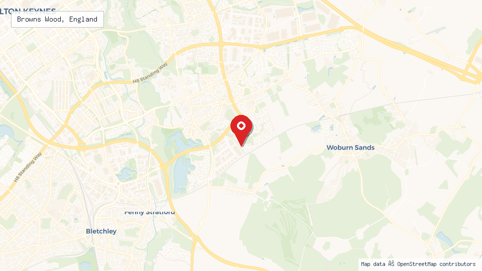 Street map of Browns Wood, England with location pin