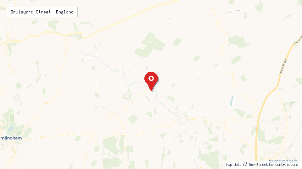 Street map of Bruisyard Street, England with location pin