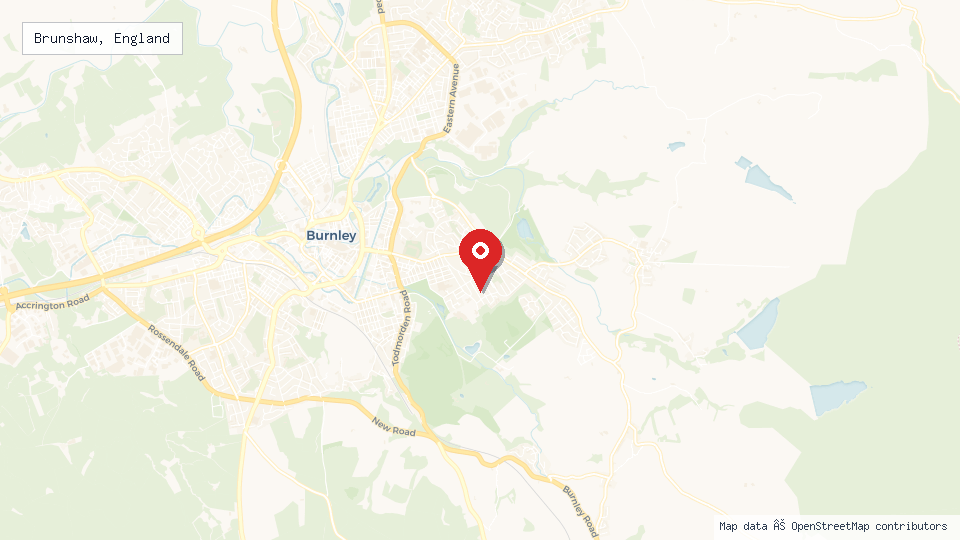 Street map of Brunshaw, England with location pin