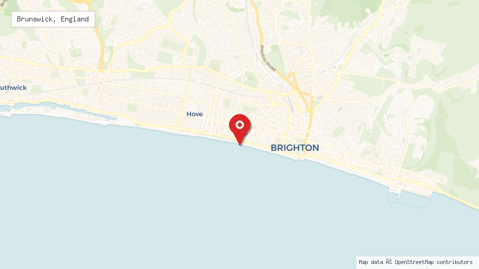 Street map of Brunswick, England with location pin