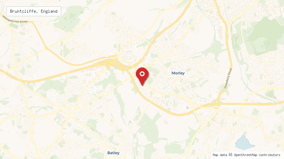 Street map of Bruntcliffe, England with location pin