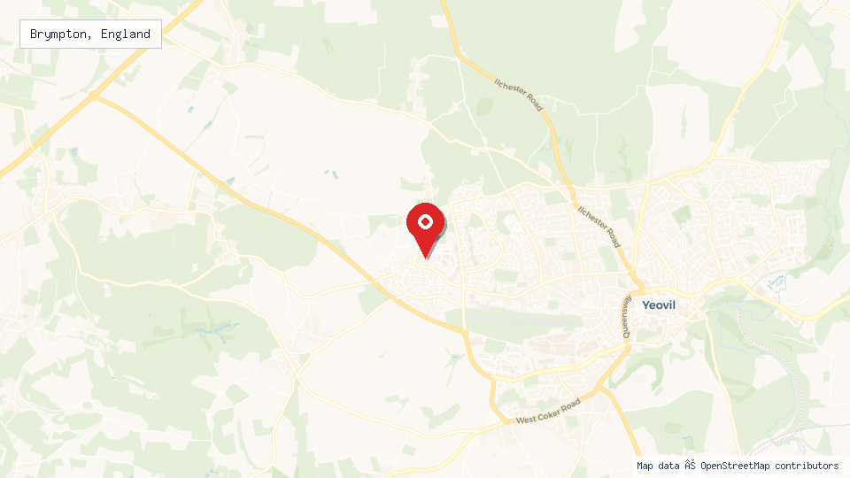 Street map of Brympton, England with location pin