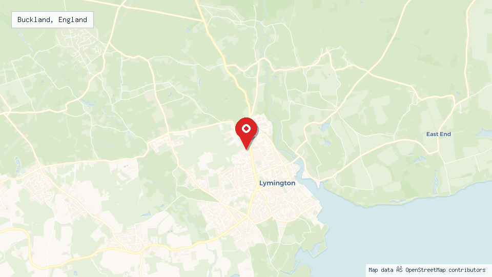 Street map of Buckland, England with location pin