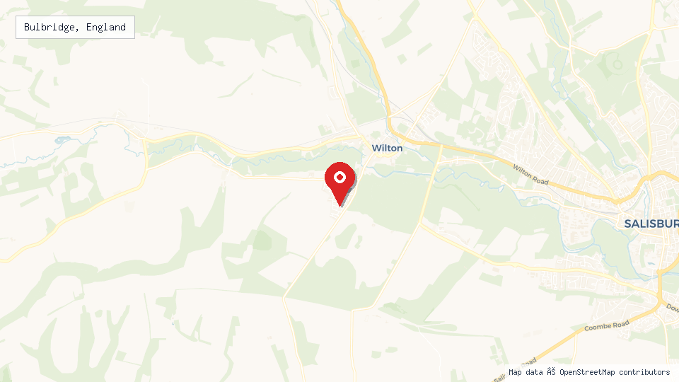 Street map of Bulbridge, England with location pin