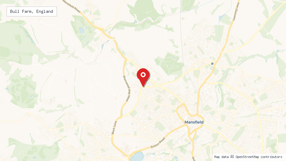 Street map of Bull Farm, England with location pin