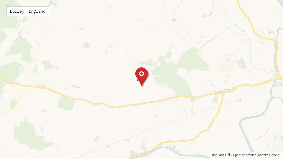 Street map of Bulley, England with location pin
