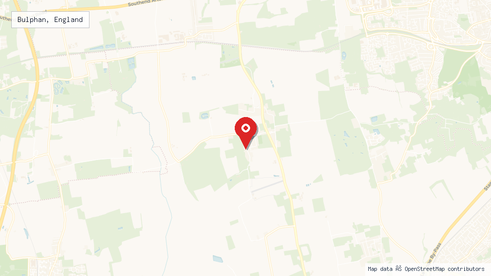 Street map of Bulphan, England with location pin