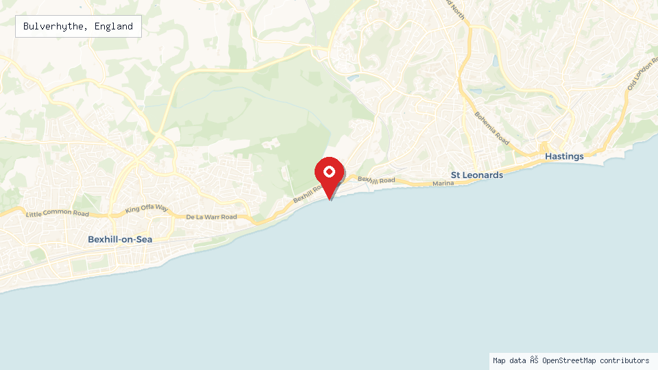 Street map of Bulverhythe, England with location pin