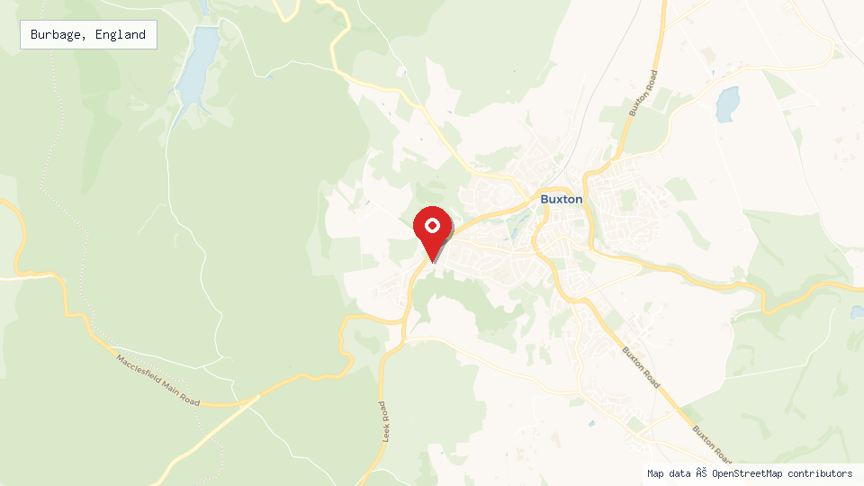 Street map of Burbage, England with location pin