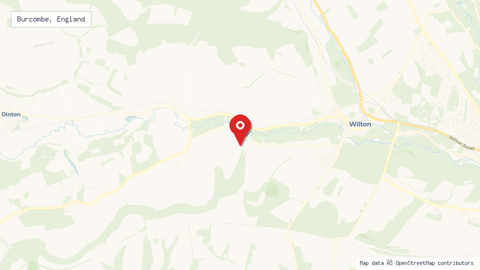 Street map of Burcombe, England with location pin