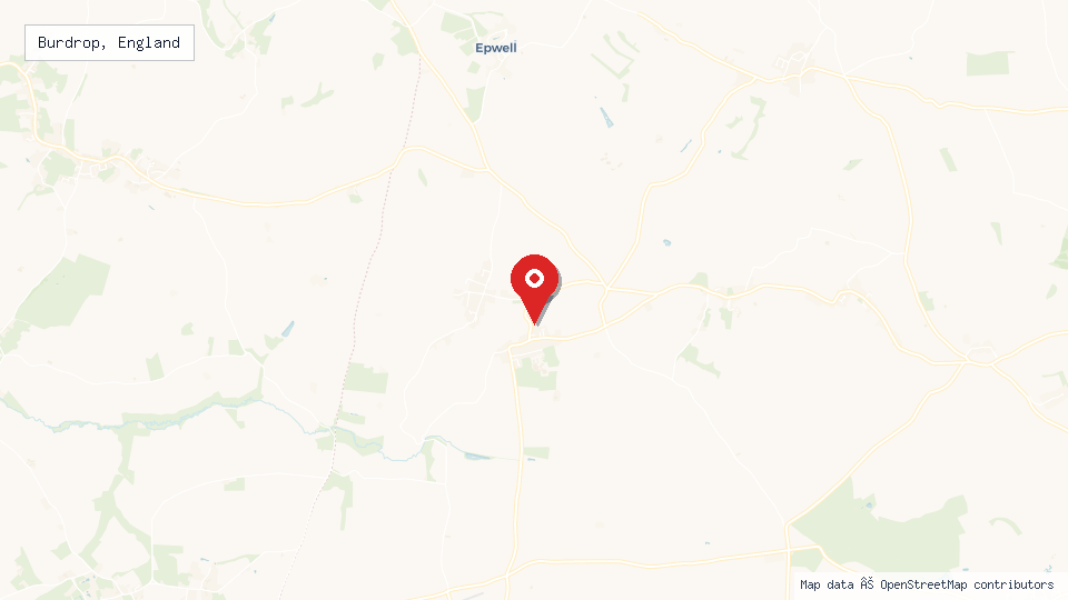Street map of Burdrop, England with location pin