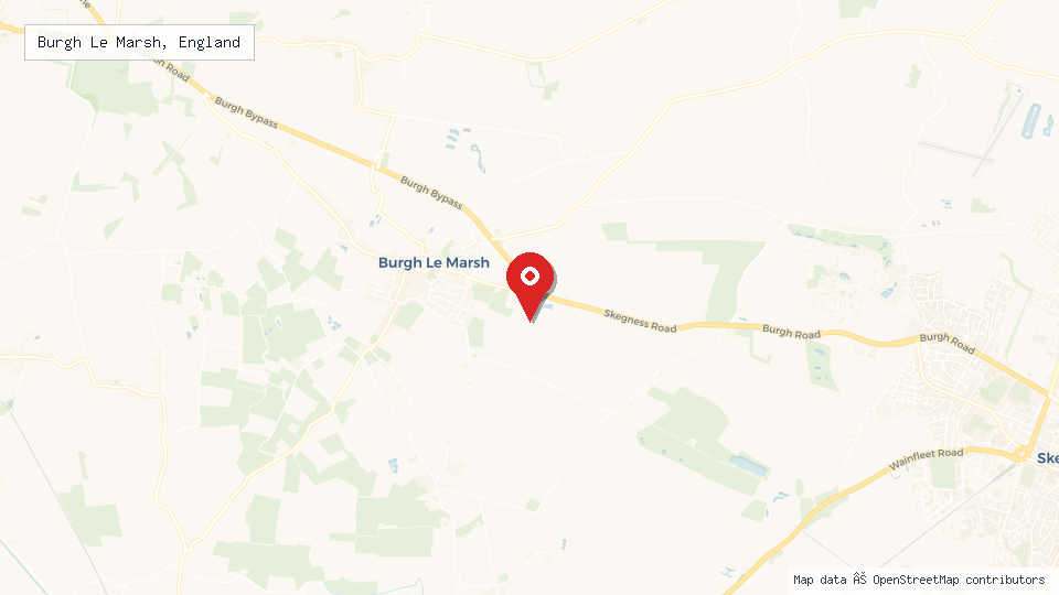 Street map of Burgh Le Marsh, England with location pin
