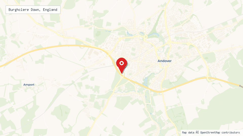 Street map of Burghclere Down, England with location pin
