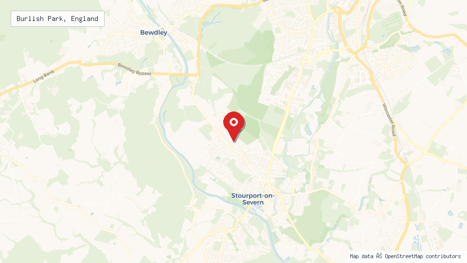 Street map of Burlish Park, England with location pin