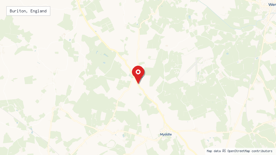 Street map of Burlton, England with location pin