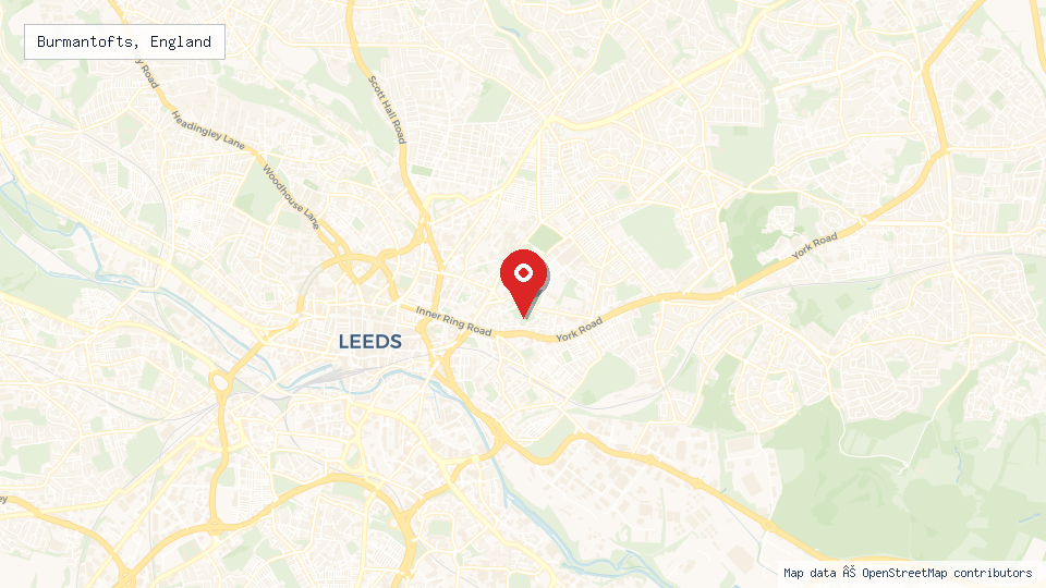 Street map of Burmantofts, England with location pin