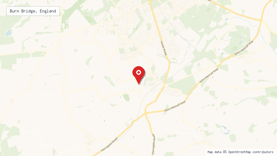 Street map of Burn Bridge, England with location pin