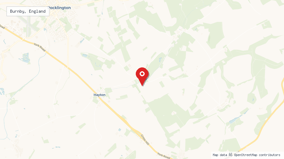 Street map of Burnby, England with location pin