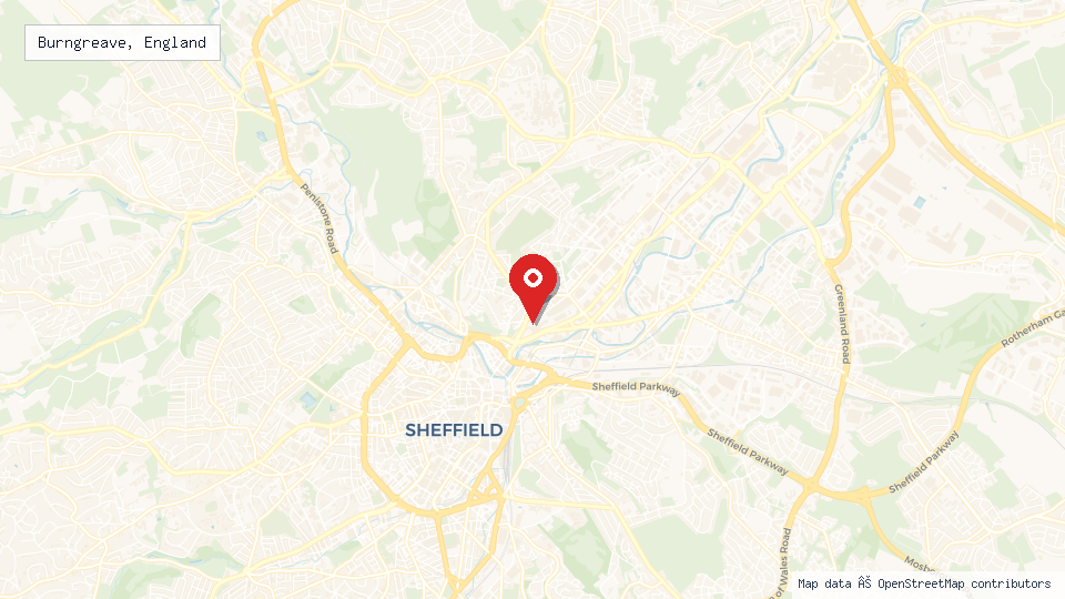 Street map of Burngreave, England with location pin