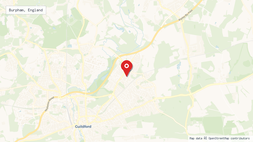 Street map of Burpham, England with location pin