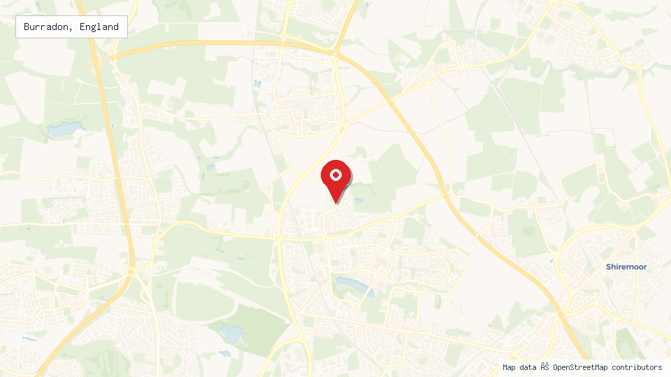 Street map of Burradon, England with location pin