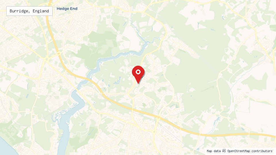 Street map of Burridge, England with location pin
