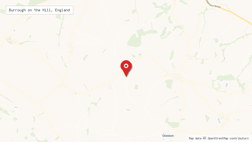 Street map of Burrough on the Hill, England with location pin
