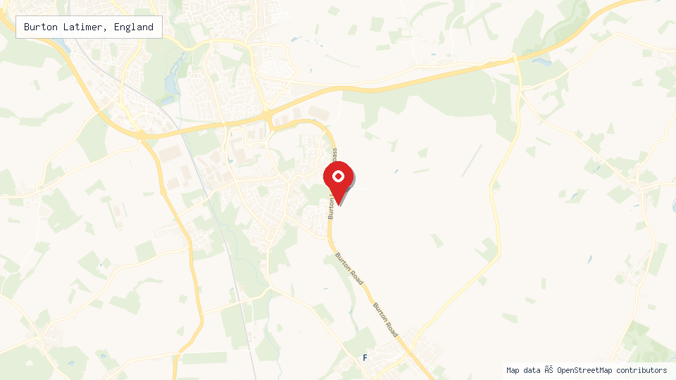 Street map of Burton Latimer, England with location pin