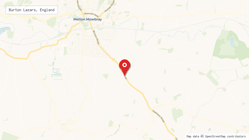 Street map of Burton Lazars, England with location pin
