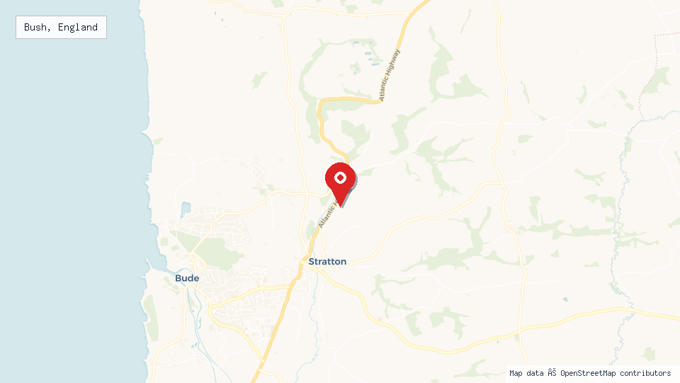 Street map of Bush, England with location pin