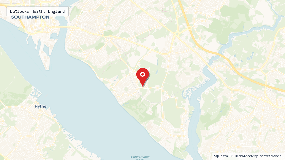 Street map of Butlocks Heath, England with location pin