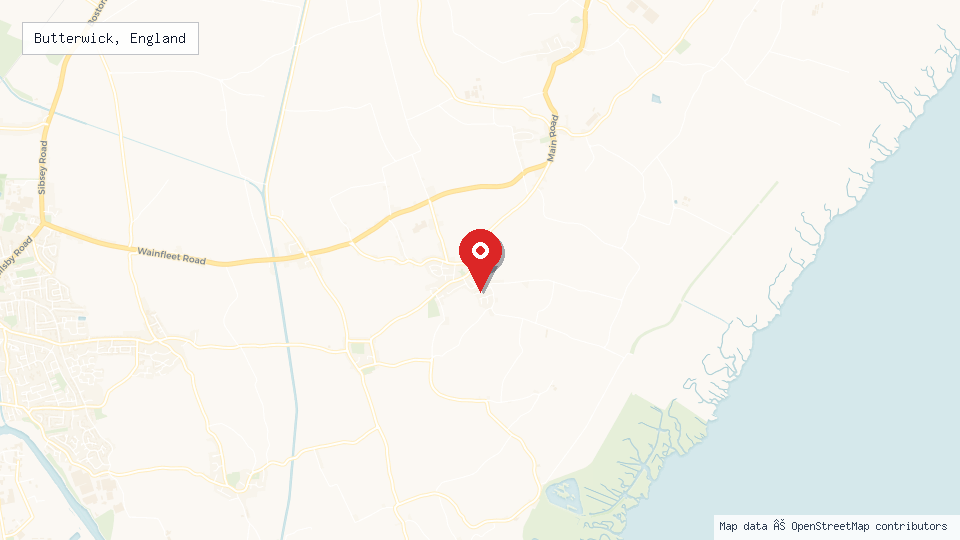 Street map of Butterwick, England with location pin