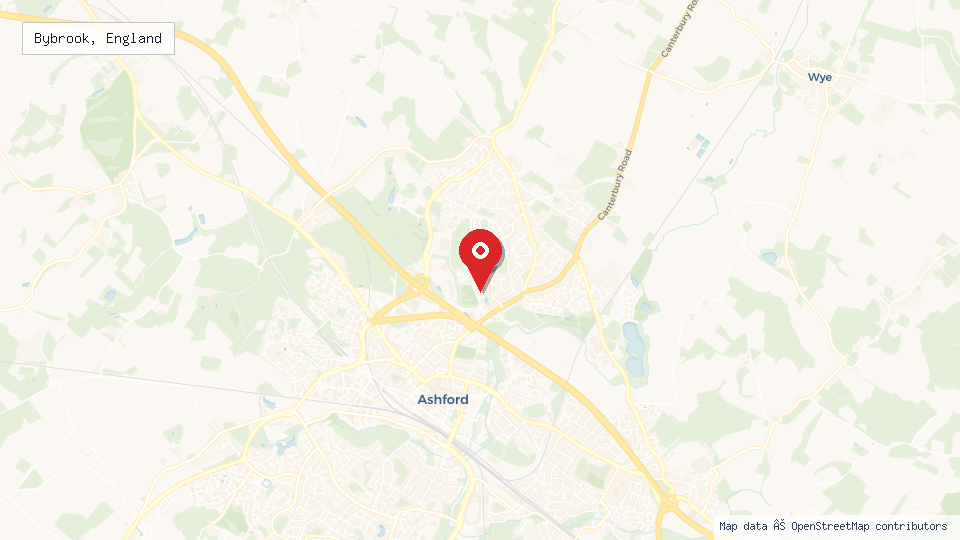 Street map of Bybrook, England with location pin