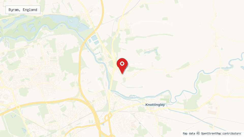 Street map of Byram, England with location pin